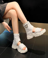 Beige Stiefel Plateau Stilvolle Spleißen Pailletten Peep Toe